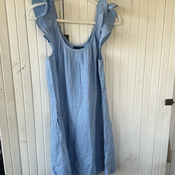 NWT blue ruffle-sleeved summer GAP dress, size Small tall - Picture 1 of 6
